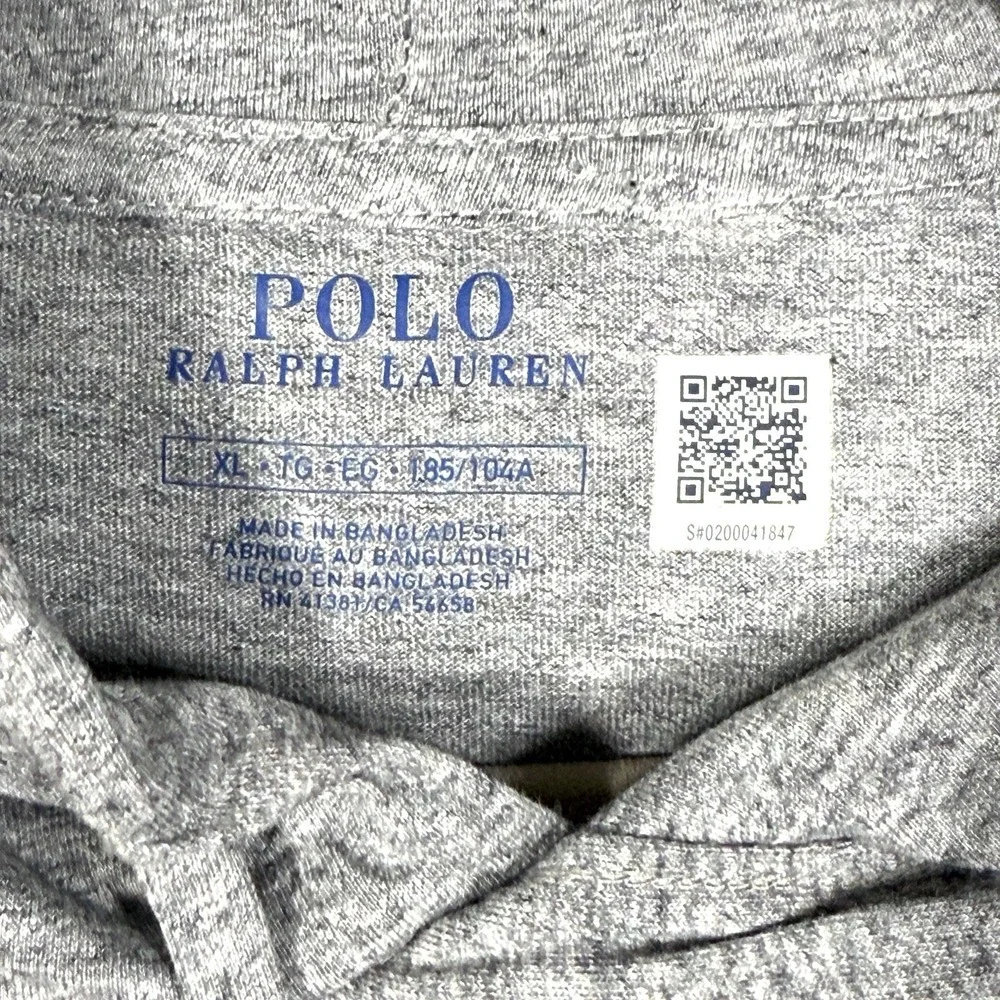 Polo Ralph Lauren Shirt Hoodie Men XL Grey Long Sleeve Pullover Pony Logo Hooded